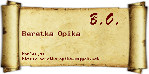 Beretka Opika névjegykártya